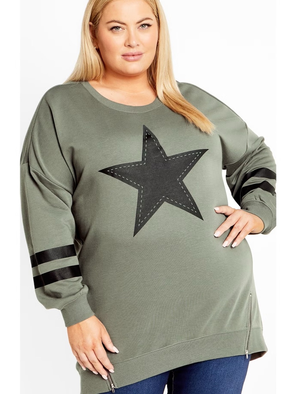 Avenue | Plus Size You’re A Star Olive Sweatshirt